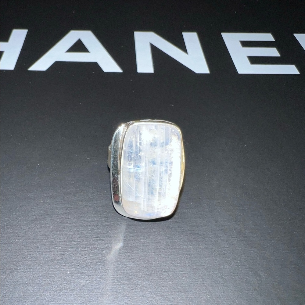 Sterling Silver Ring With Large Rectangular Moons… - image 3